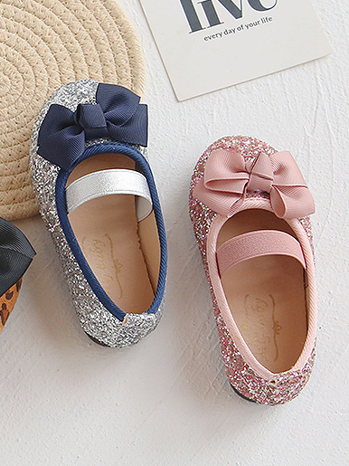 Grace & Glam Glitter Bow Ballet Flats