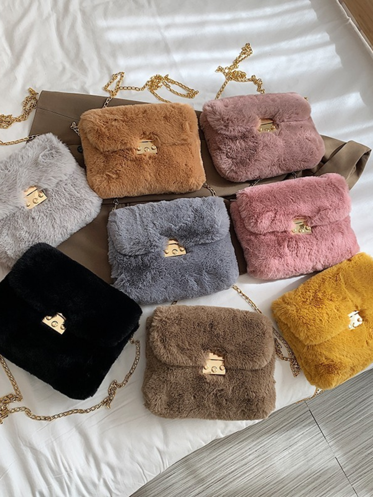 Little Girls Accessories | Faux Fur Plush Crossbody Clutch Purse