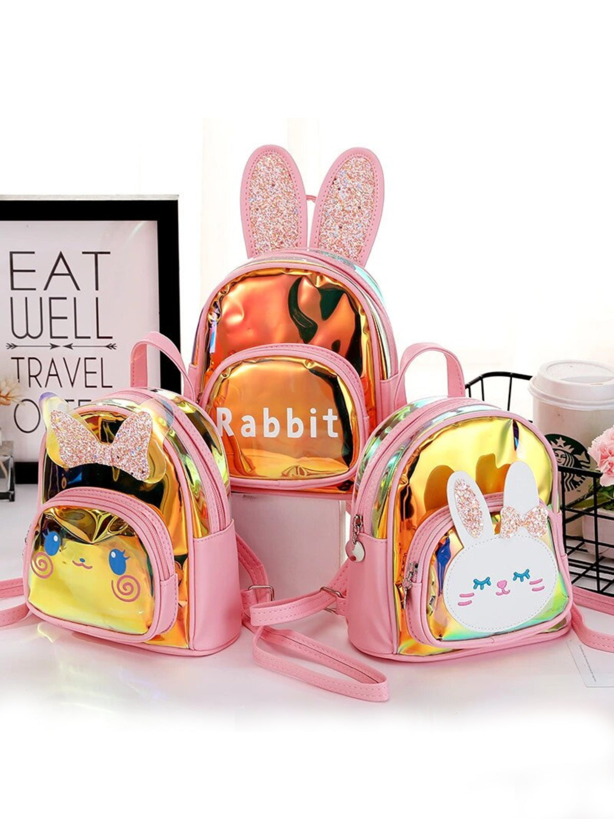 Back To School Bags | Bunny Ears Metallic Backpack | Mia Belle Girls
