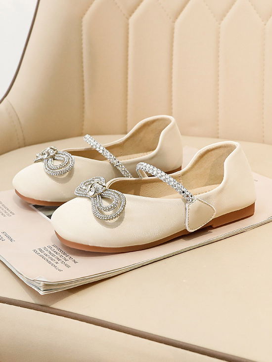Shoes By Liv & Mia | Girls Diamond Bow Ballet Flats