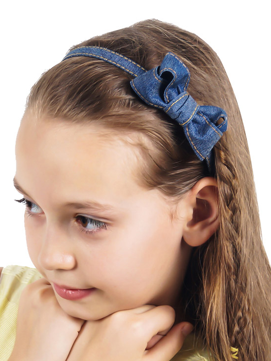 Girls Denim Bow Headband