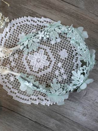 Kids Flower Lace Headband - Light Blue | Girls Hair Accessories - Mia Belle Girls
