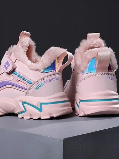 Back To School Shoes | Pink Fleece Lined Sneakers | Mia Belle Girls
