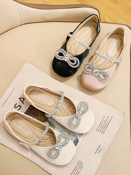 Shoes By Liv & Mia | Girls Diamond Bow Ballet Flats