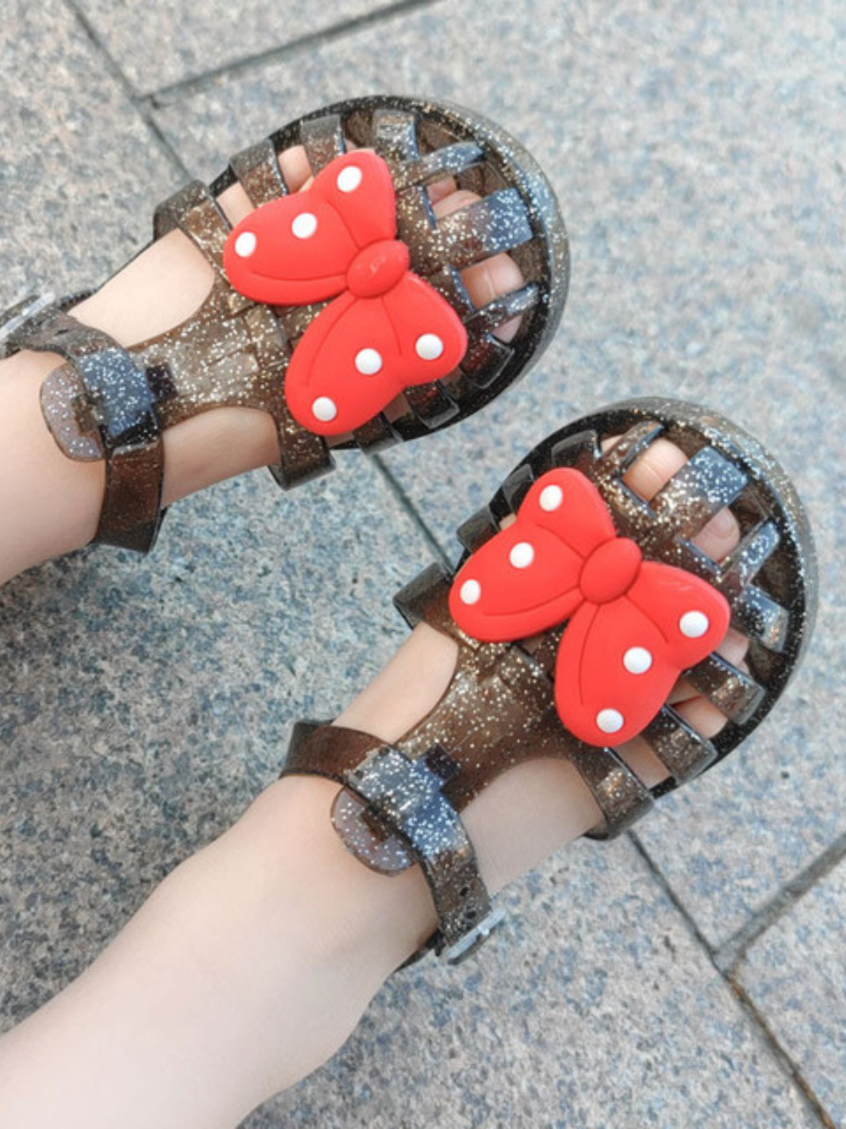 Little Kids Shoes | Girls Metallic Glitter Jelly Sandals | Liv & Mia