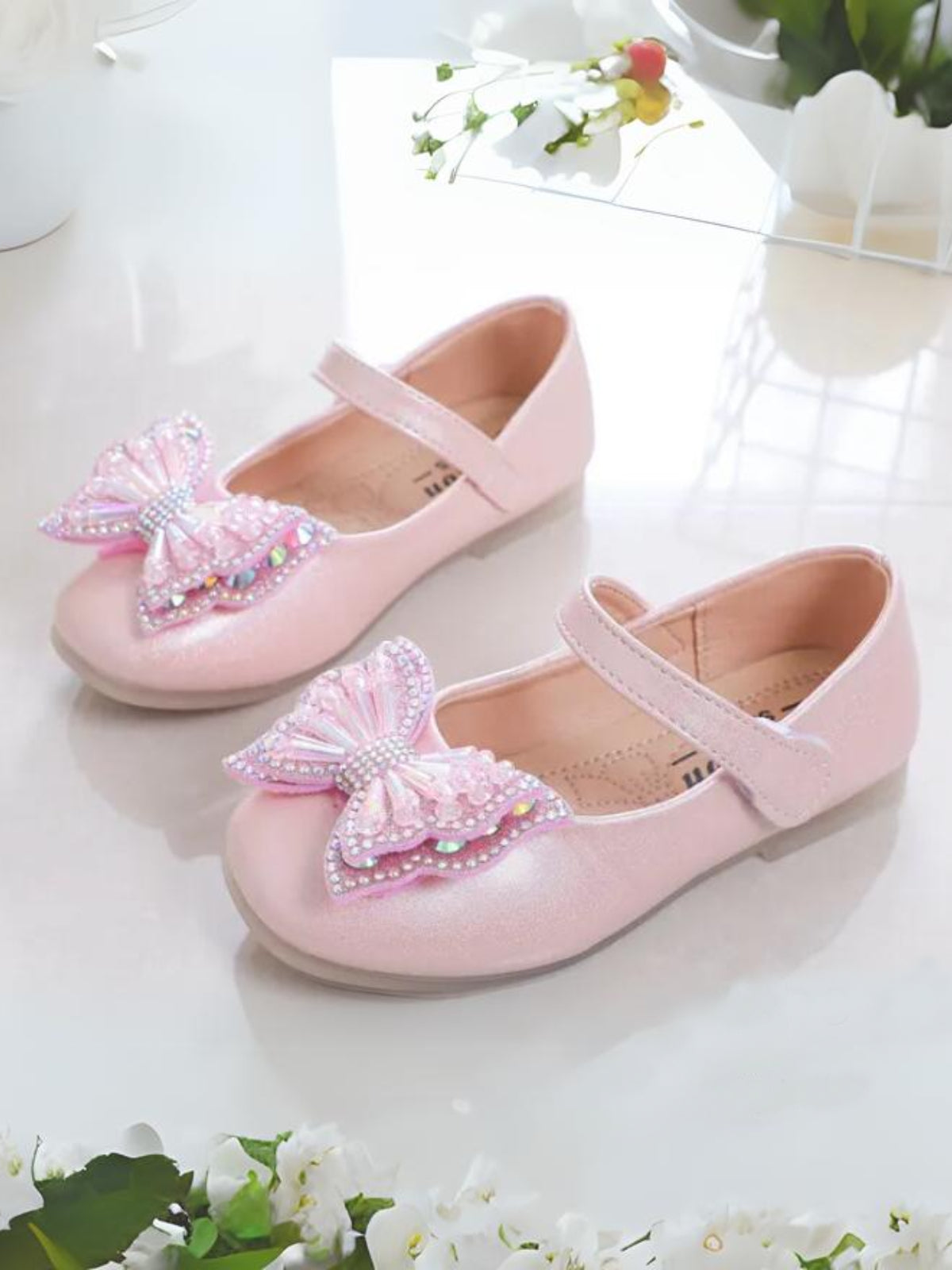 Mia Belle Girls Rhinestone Bow Mary Janes | Shoes By Liv & Mia