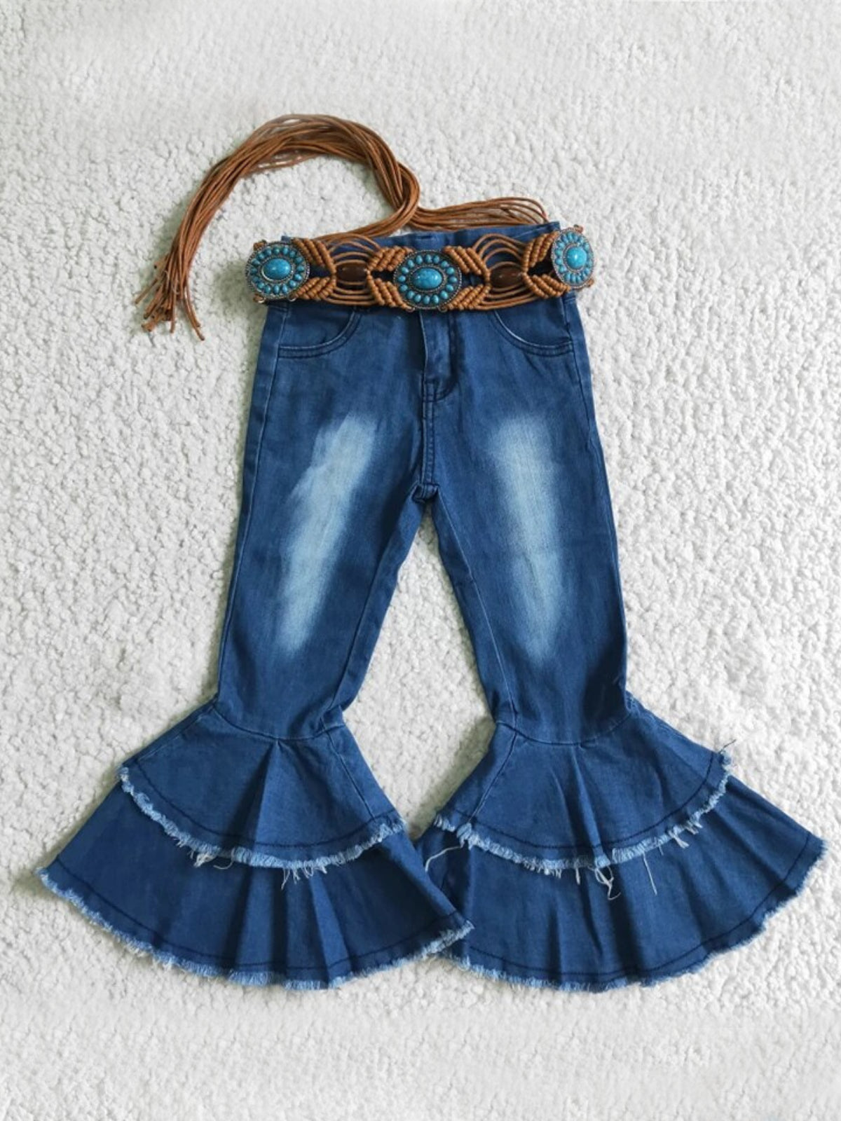 Kids Accessories | Girls Braided Turquoise Belt | Mia Belle Girls