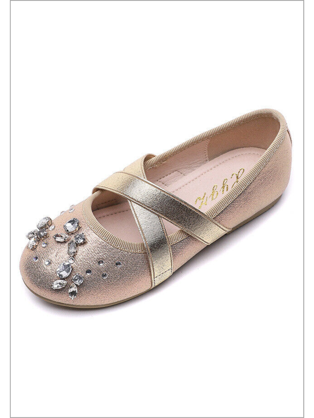 Mia Belle Girls Rhinestone Metallic Flats | Shoes By Liv & Mia