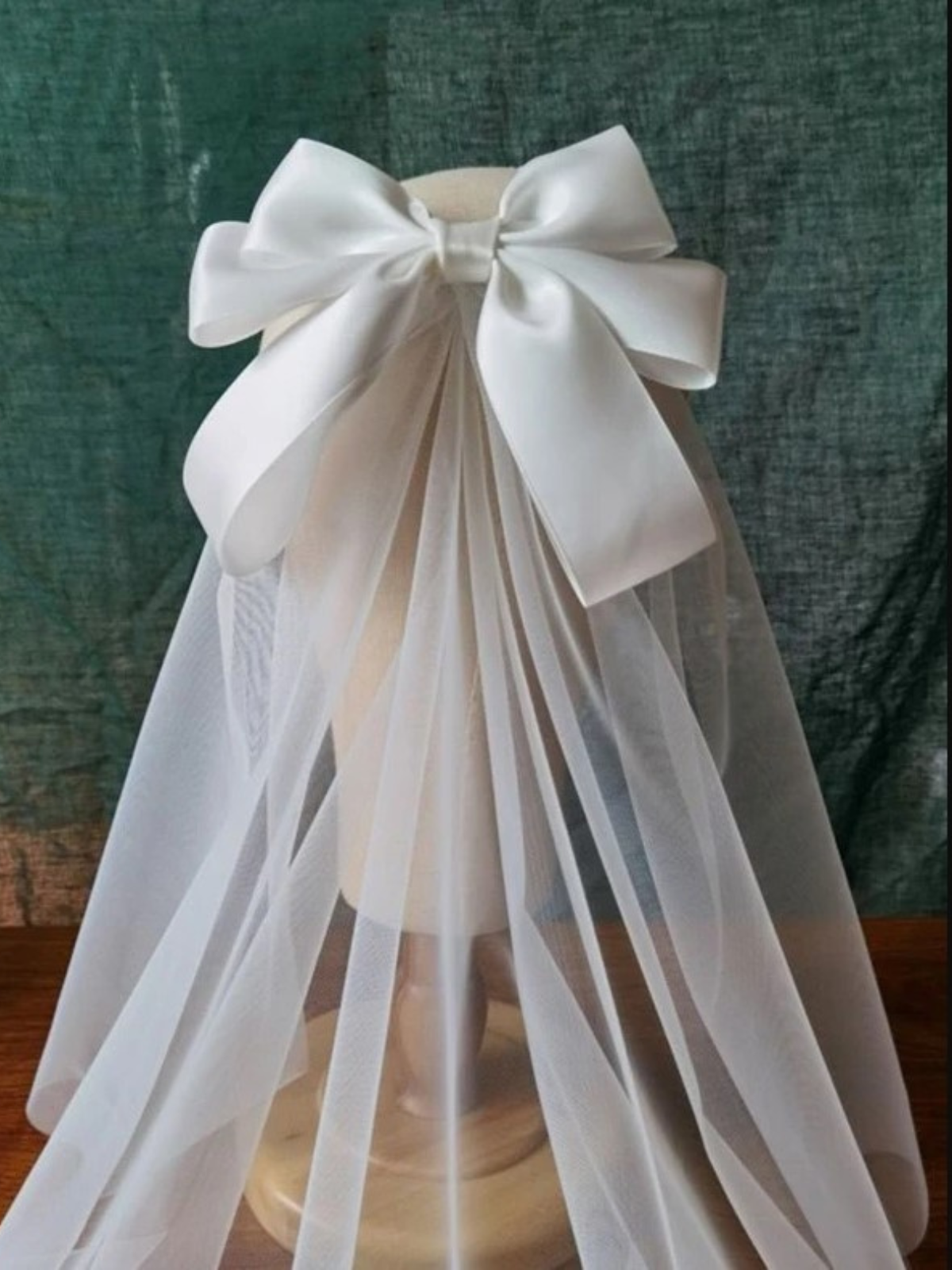 Girls Formal Accessories | White Satin Ribbon Communion Veil Hair Clip