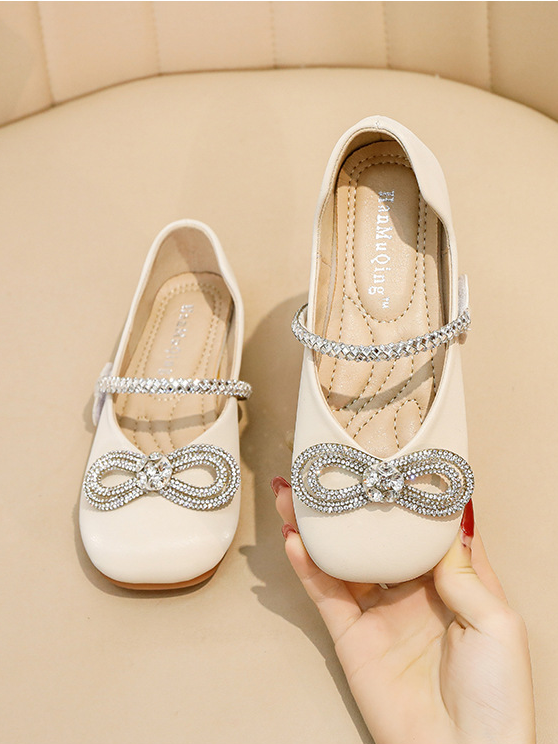 Shoes By Liv & Mia | Girls Diamond Bow Ballet Flats