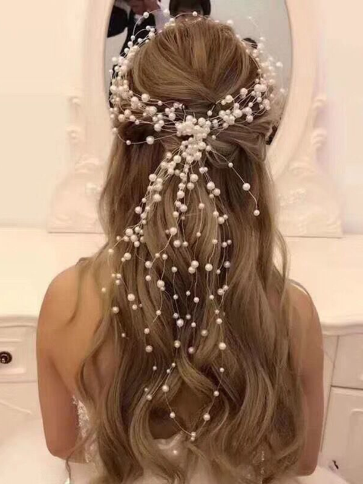 Girls Formal Accessories | White Mini Pearl Elegant Halo Headband
