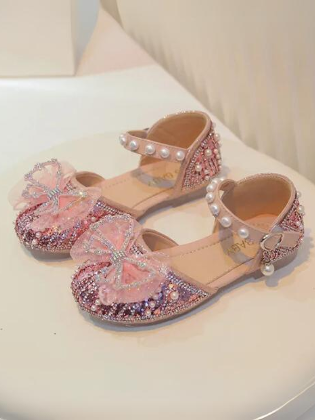 Mia Belle Girls Pearl Strap Sequin Shoes | Shoes By Liv and Mia