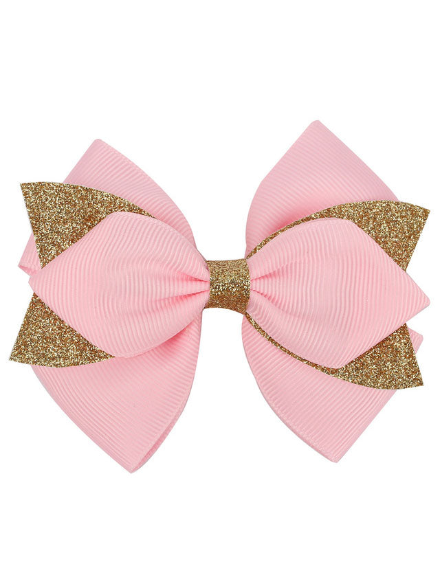 Girls Accessories | Gold Glitter Tip Hair Bows - Mia Belle Girls