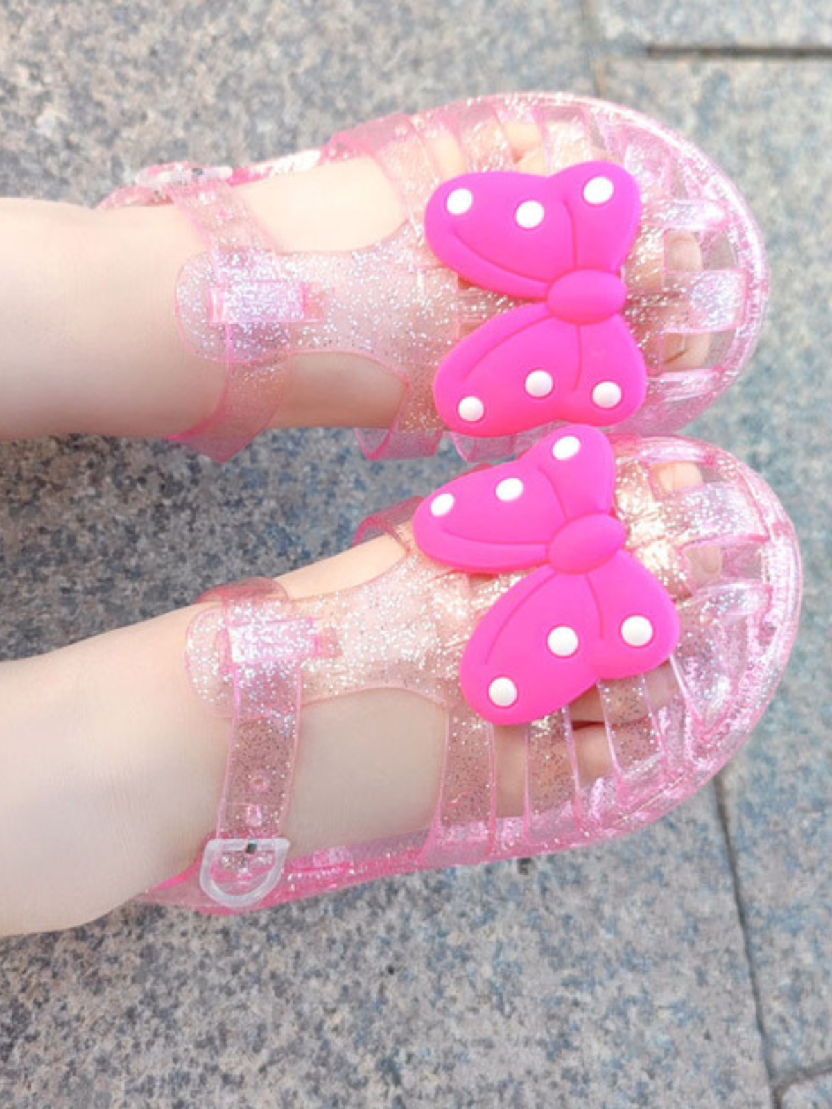 Little Kids Shoes | Girls Metallic Glitter Jelly Sandals | Liv & Mia