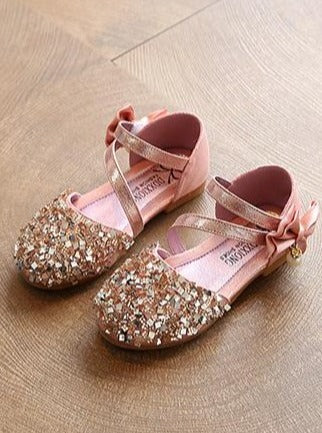 Girls Pink Sequins Ballerina Flats Shoes - Pink / 5.5 - Girls Flats