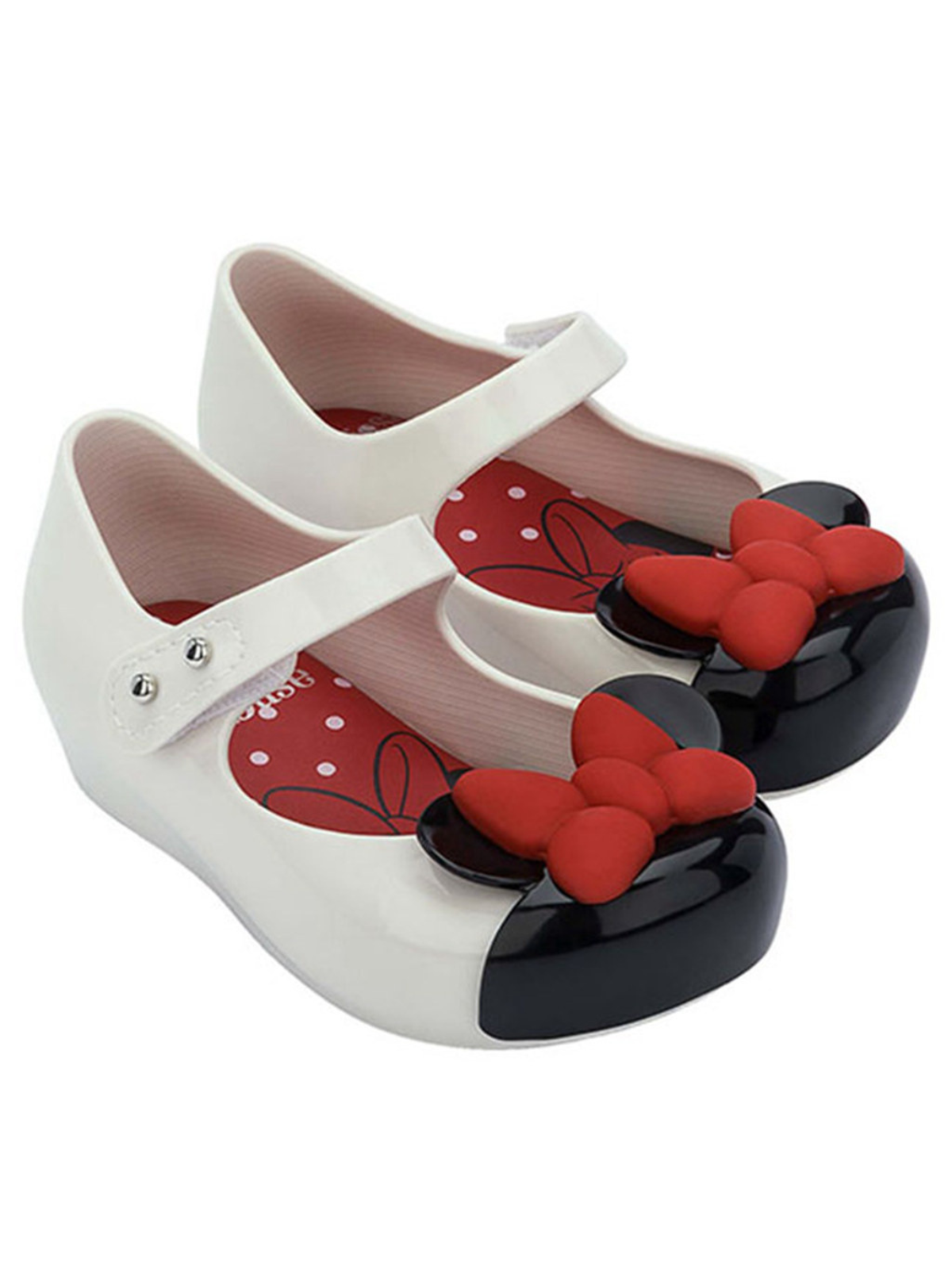 Shoes By Liv & Mia | Little Girls White Mouse Eared Jelly Flats