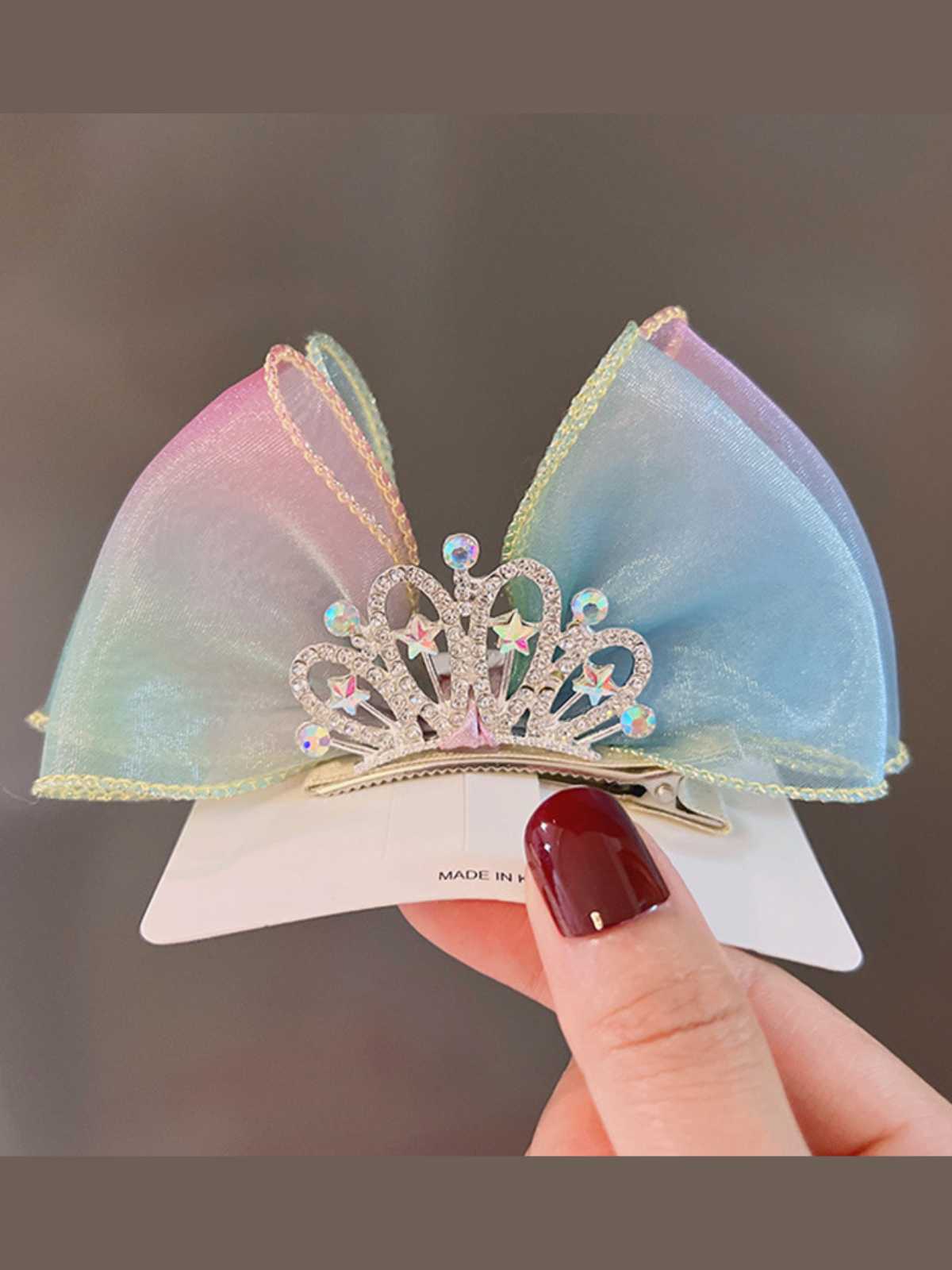 Girls Hair Accessories | Shining Star Gradient Rainbow Crown Hairclip