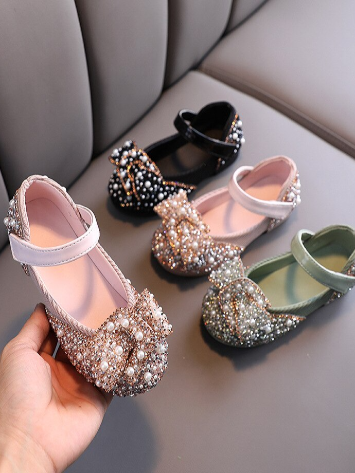 Girls Pearls 'N Rhinestones Ballerina Flats By Liv and Mia - Mia Belle Girls