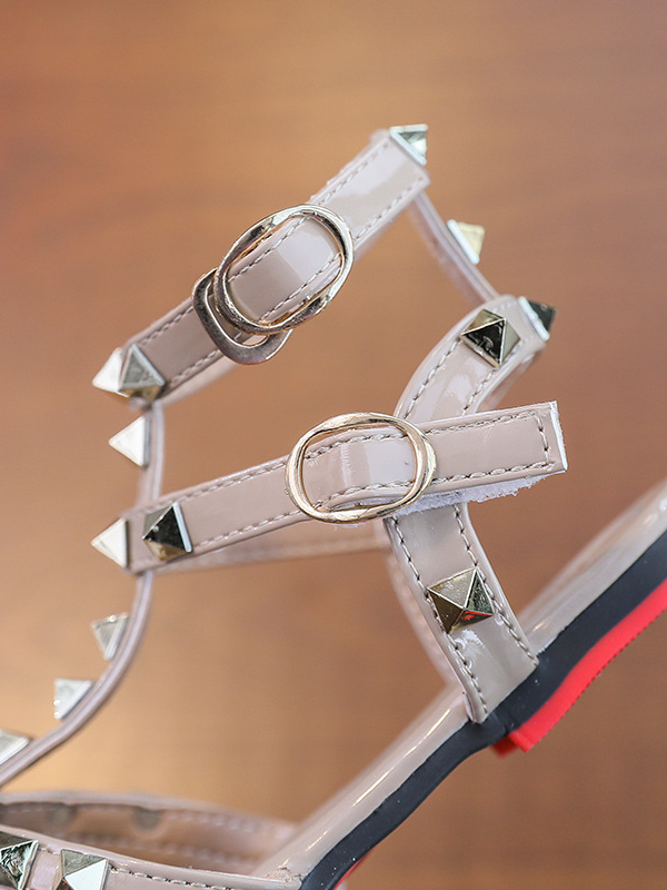Shoes By Liv & Mia | Studded Pointed Toe Ankle Strap Flats