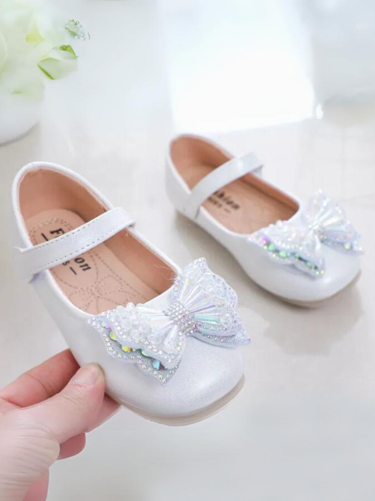 Mia Belle Girls Rhinestone Bow Mary Janes | Shoes By Liv & Mia