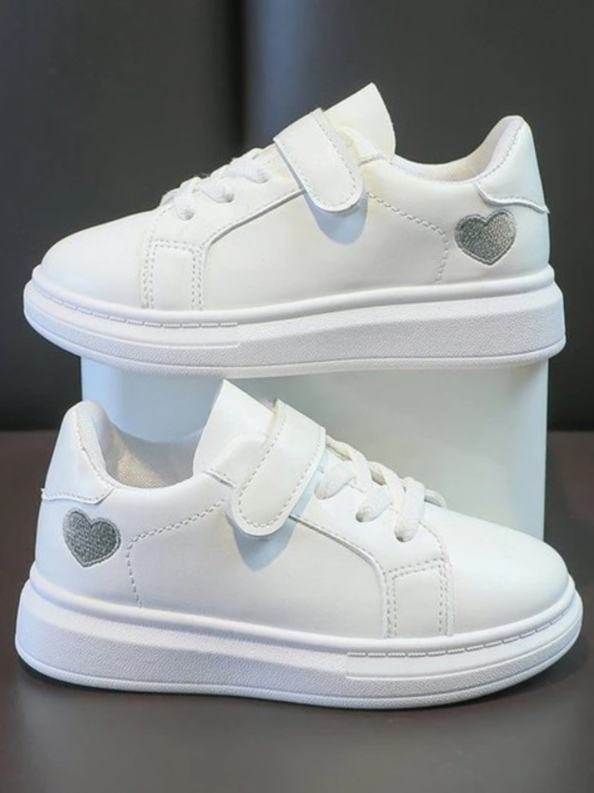 Back To School Shoes | Heel Hearts Velcro Sneakers | Mia Belle Girls