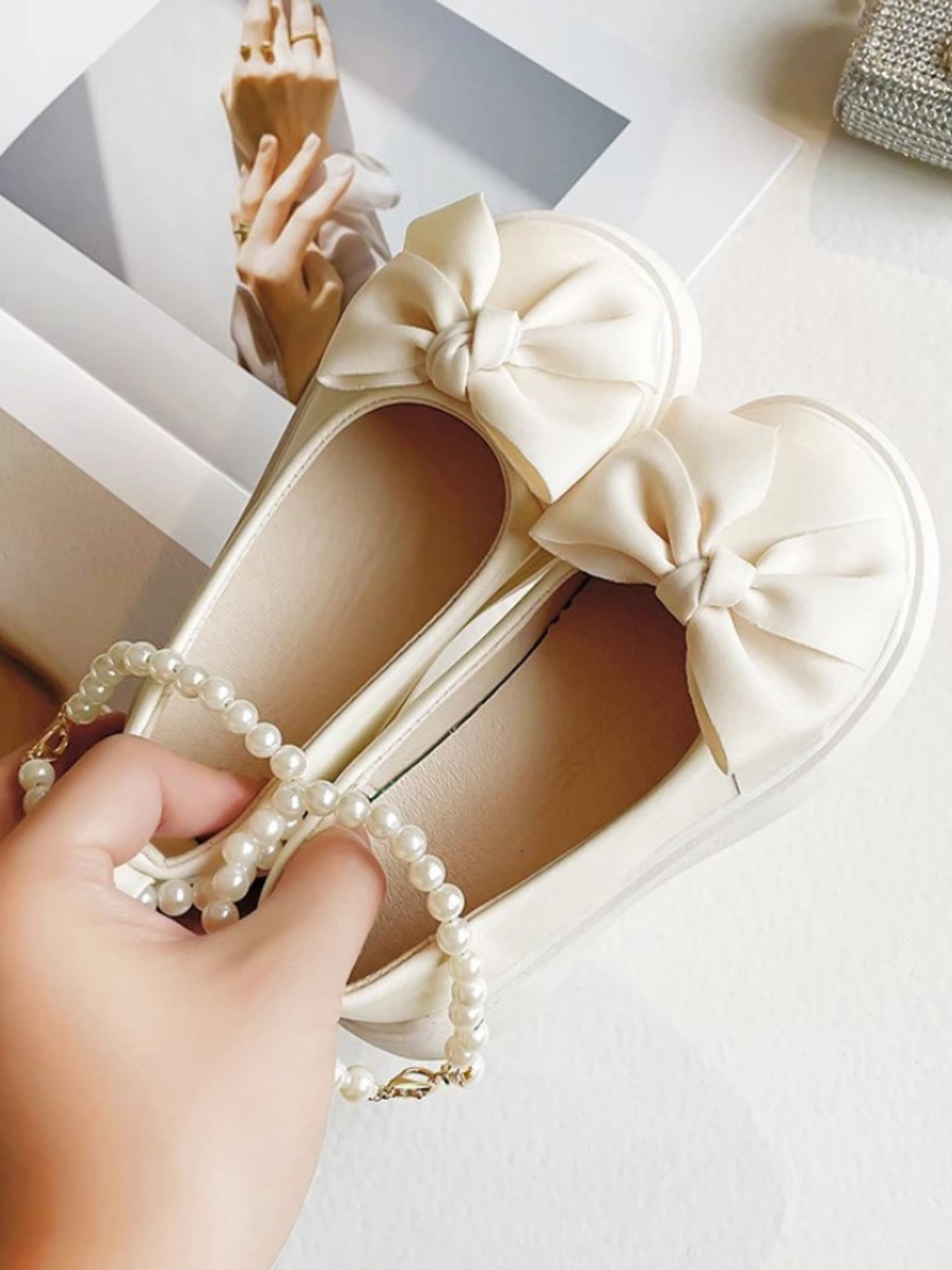So Bow-tiful Pearl Strap Shoes