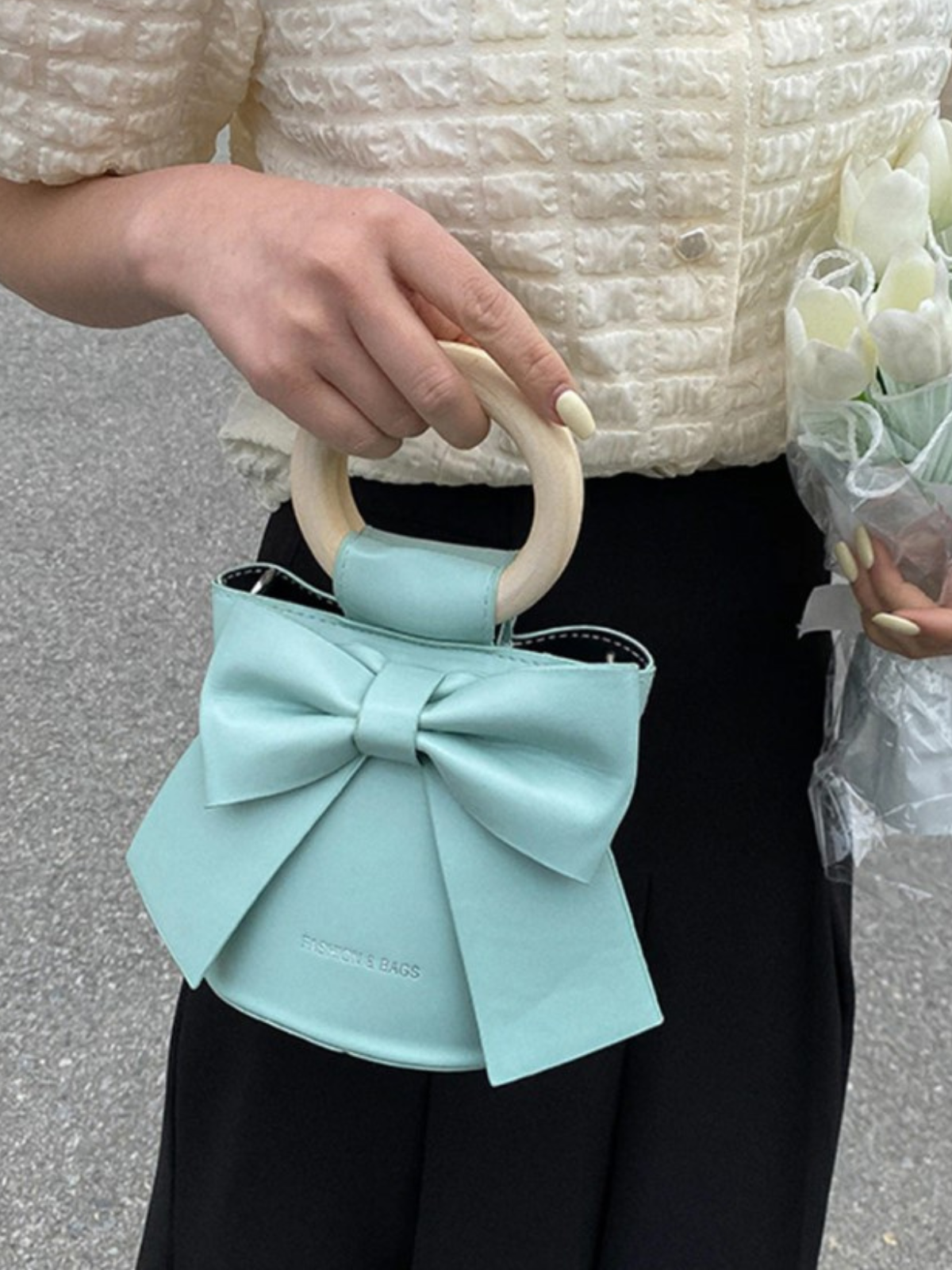 Mia Belle Girls Circle Handle Bucket Bag | Girls Accessories