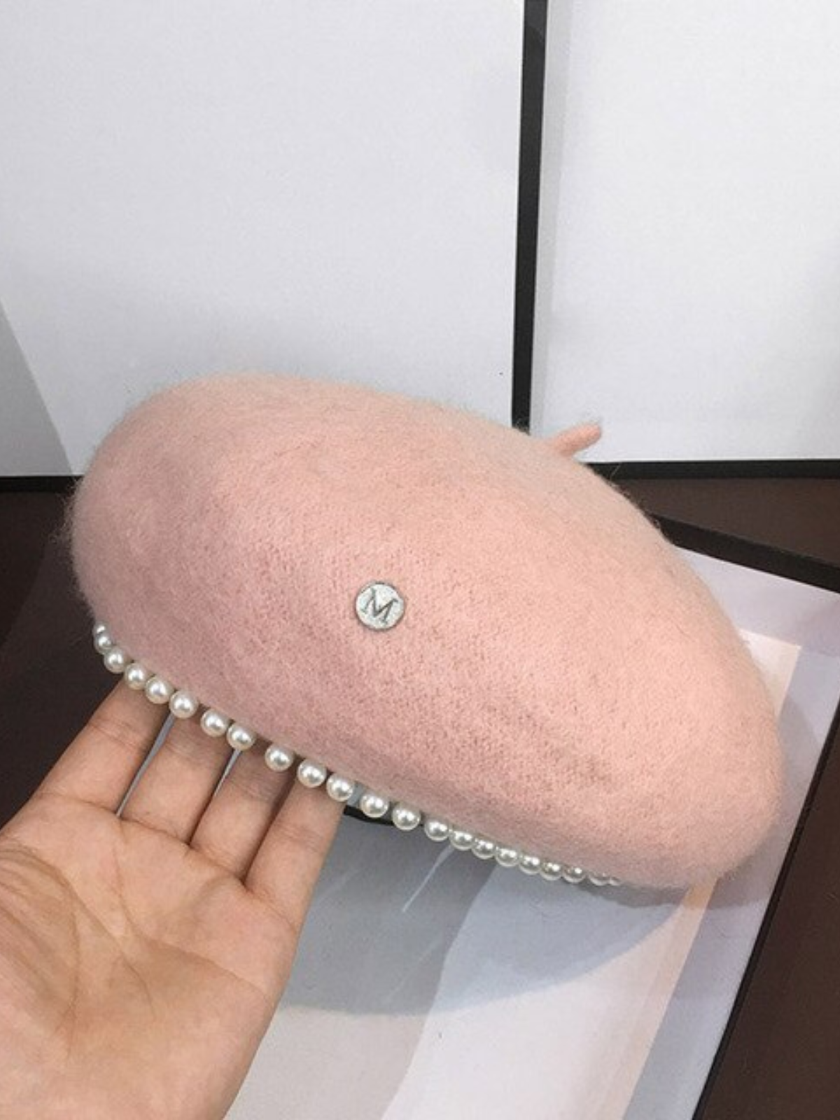 Mia Belle Girls | Pearl Trim Wool Beret | Girls Accessories