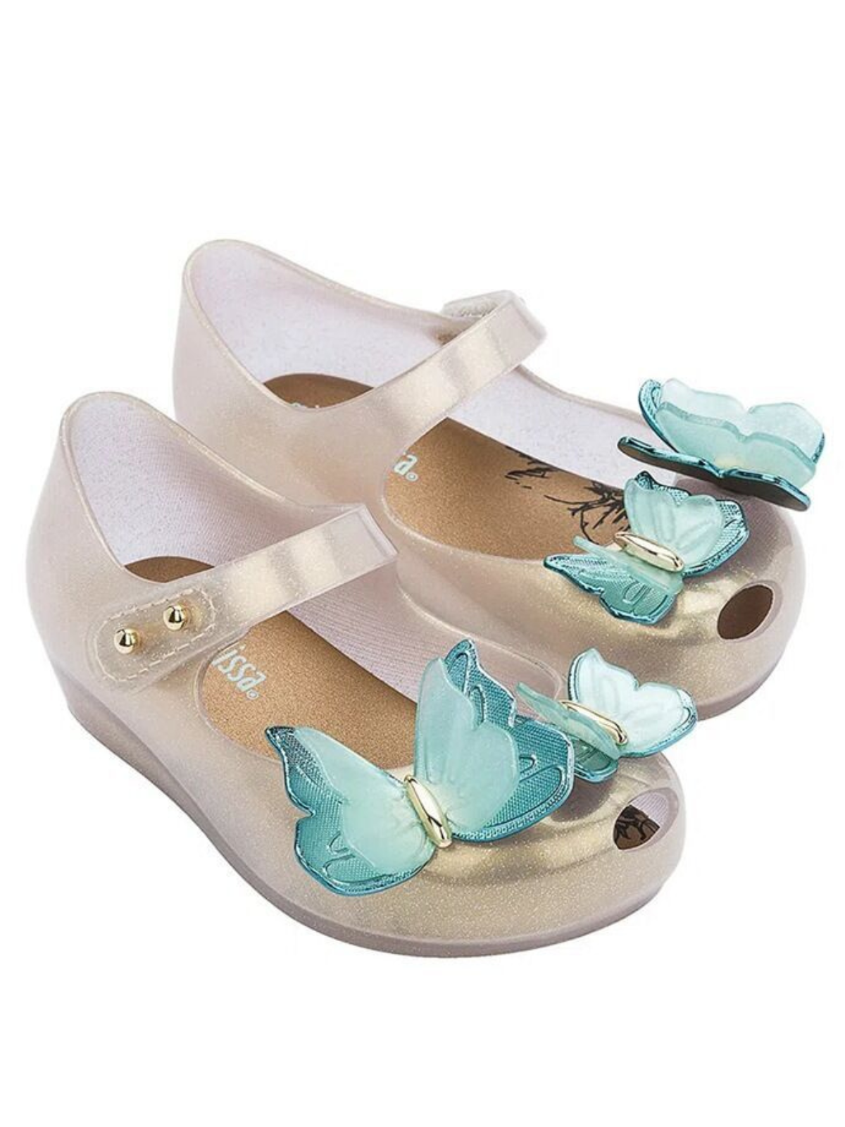 Toddler Shoes By Liv & Mia | Little Girls Blue Butterfly Jelly Flats