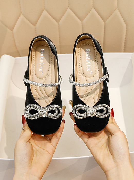 Shoes By Liv & Mia | Girls Diamond Bow Ballet Flats