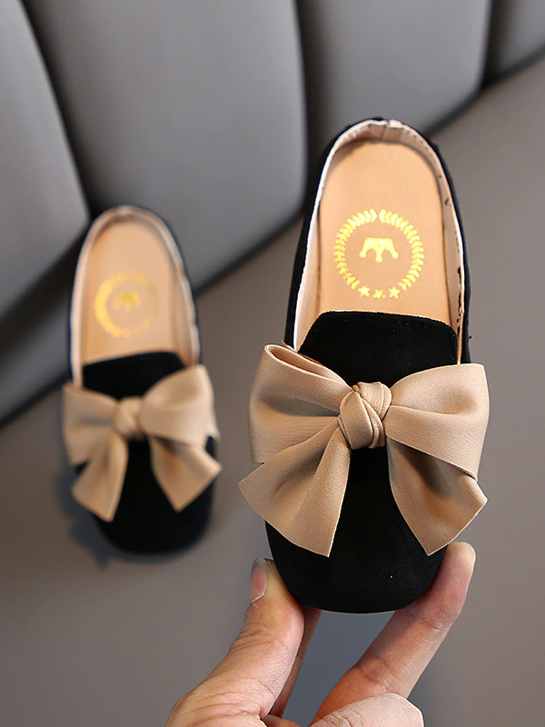 Shoes By Liv & Mia | Toddler Girls Big Bow Suede Slide Loafers