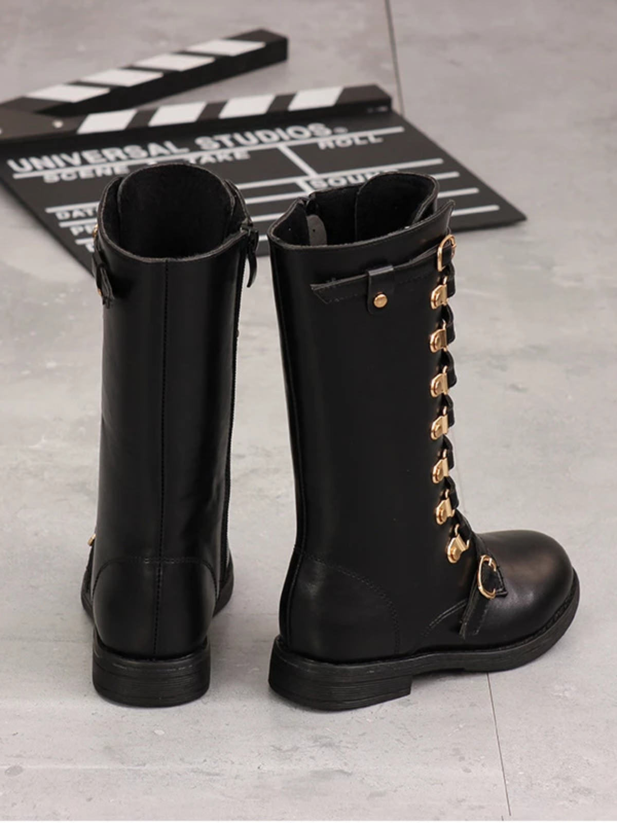 Shoes By Liv & Mia | Little Girls Black Knee High Buckle Boots