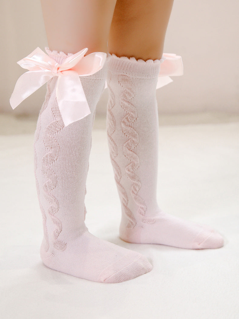 Everyday Accessories For Girls | Cascading Swirl Bow Knee High Socks