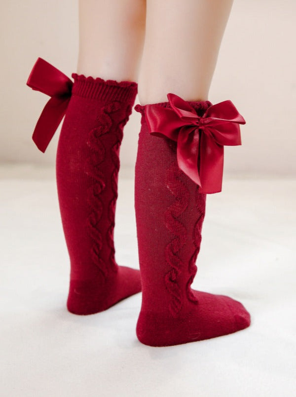 Everyday Accessories For Girls | Cascading Swirl Bow Knee High Socks