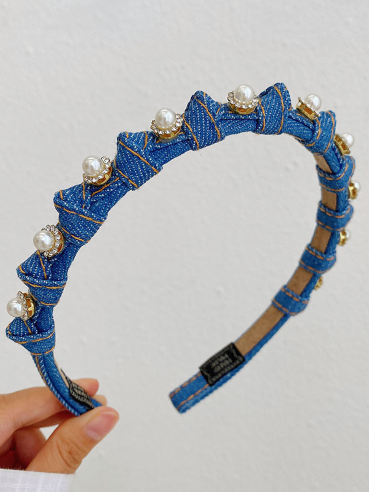 Kids Clothing Accessories | Girls Rhinestone Pearl Denim Headband