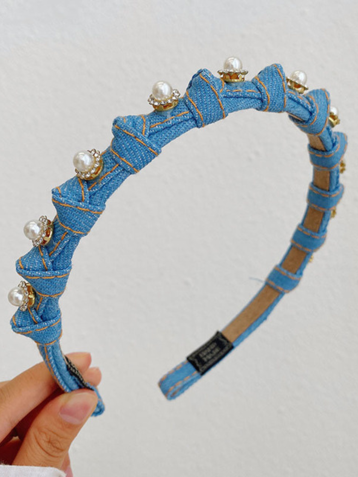 Kids Clothing Accessories | Girls Rhinestone Pearl Denim Headband