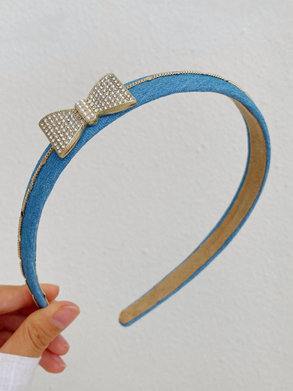 Kids Clothing Accessories | Girls Rhinestone Pearl Denim Headband