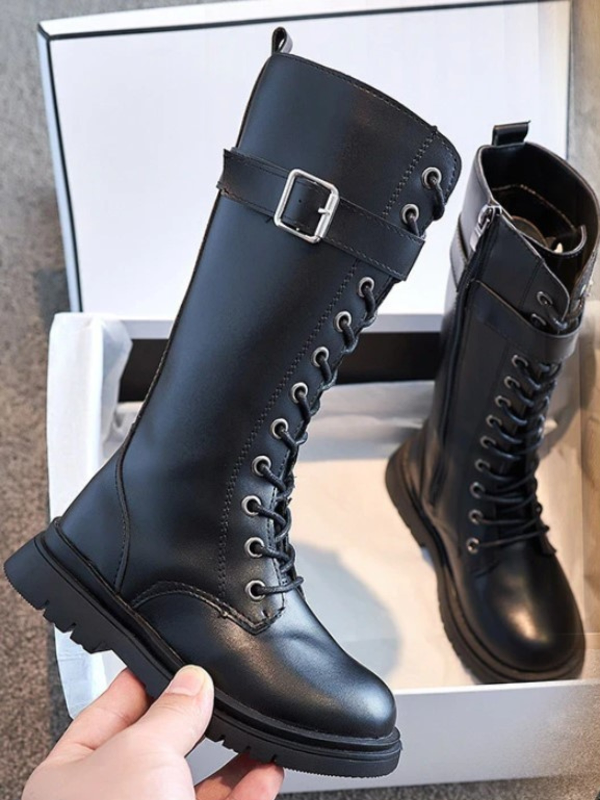 Girls Knee-High Combat Boots