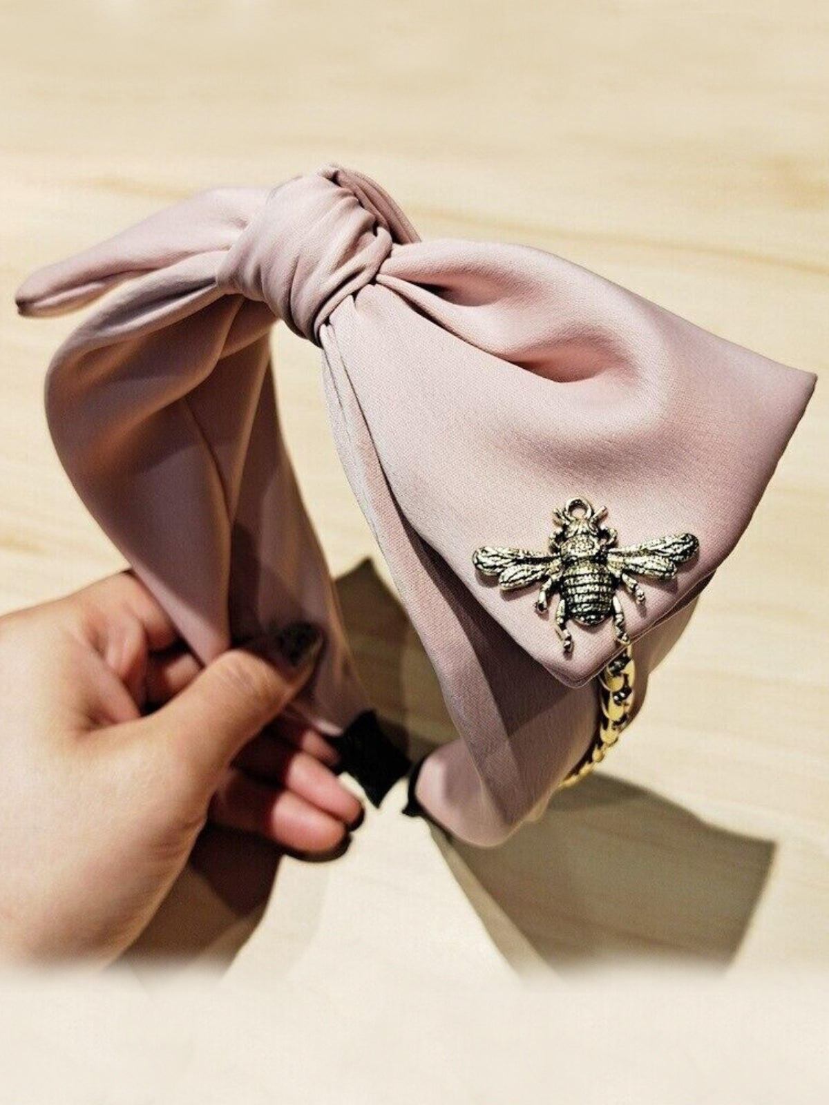 Mia Belle Girls Bow & Chain Satin Headband | Girls Accessories