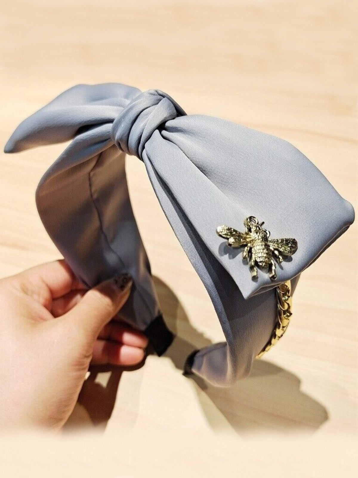 Mia Belle Girls Bow & Chain Satin Headband | Girls Accessories