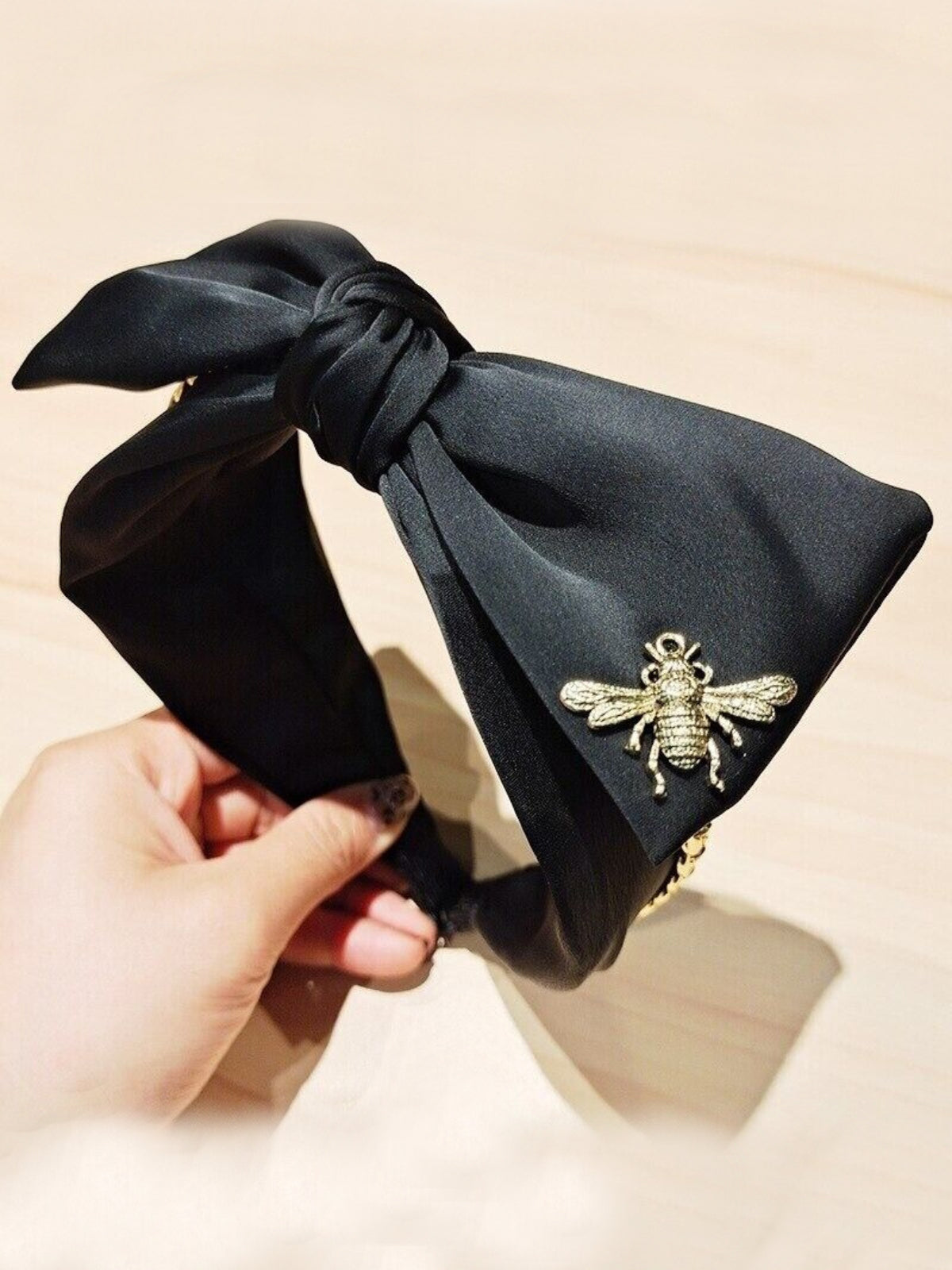 Mia Belle Girls Bow & Chain Satin Headband | Girls Accessories