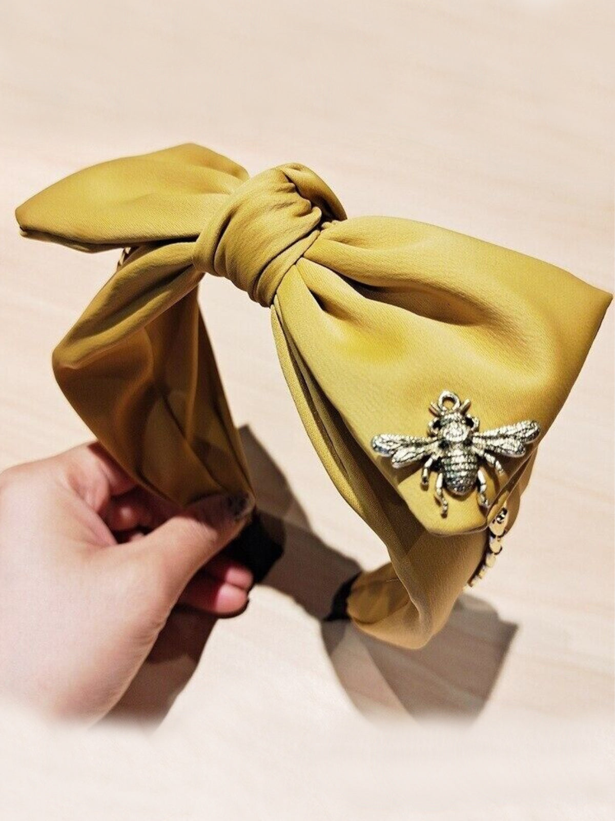 Mia Belle Girls Bow & Chain Satin Headband | Girls Accessories