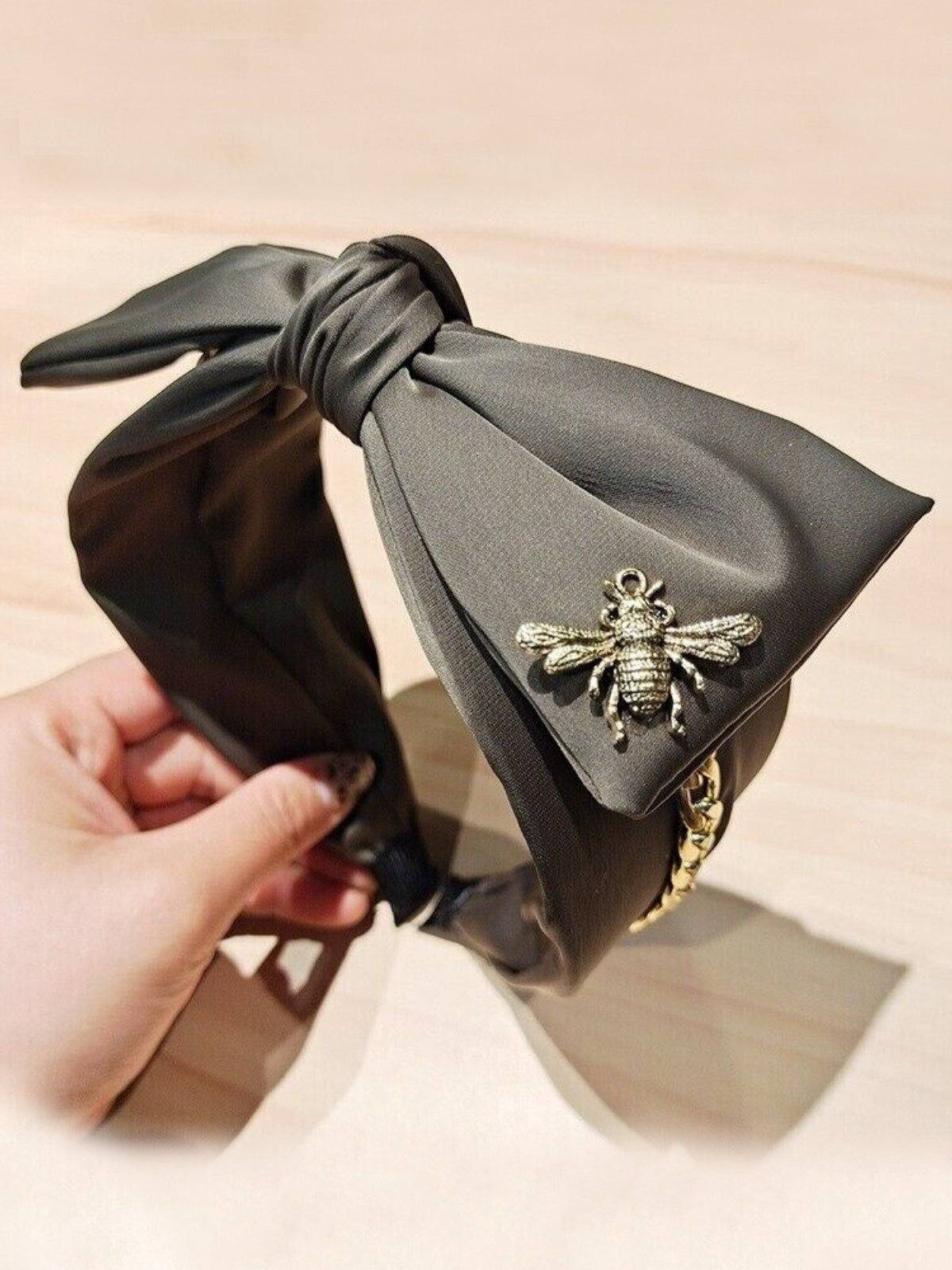 Mia Belle Girls Bow & Chain Satin Headband | Girls Accessories