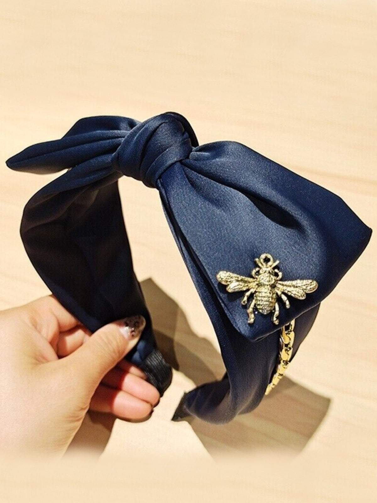 Mia Belle Girls Bow & Chain Satin Headband | Girls Accessories