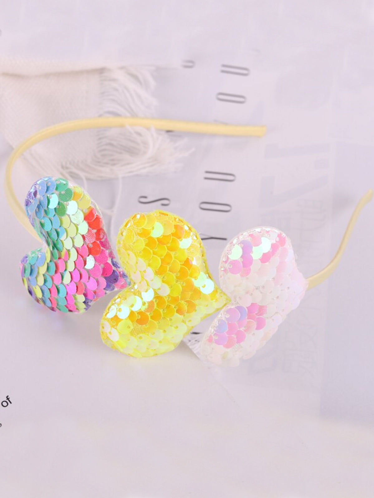 Mia Belle Girls Sequin Hearts Headband | Girls Accessories