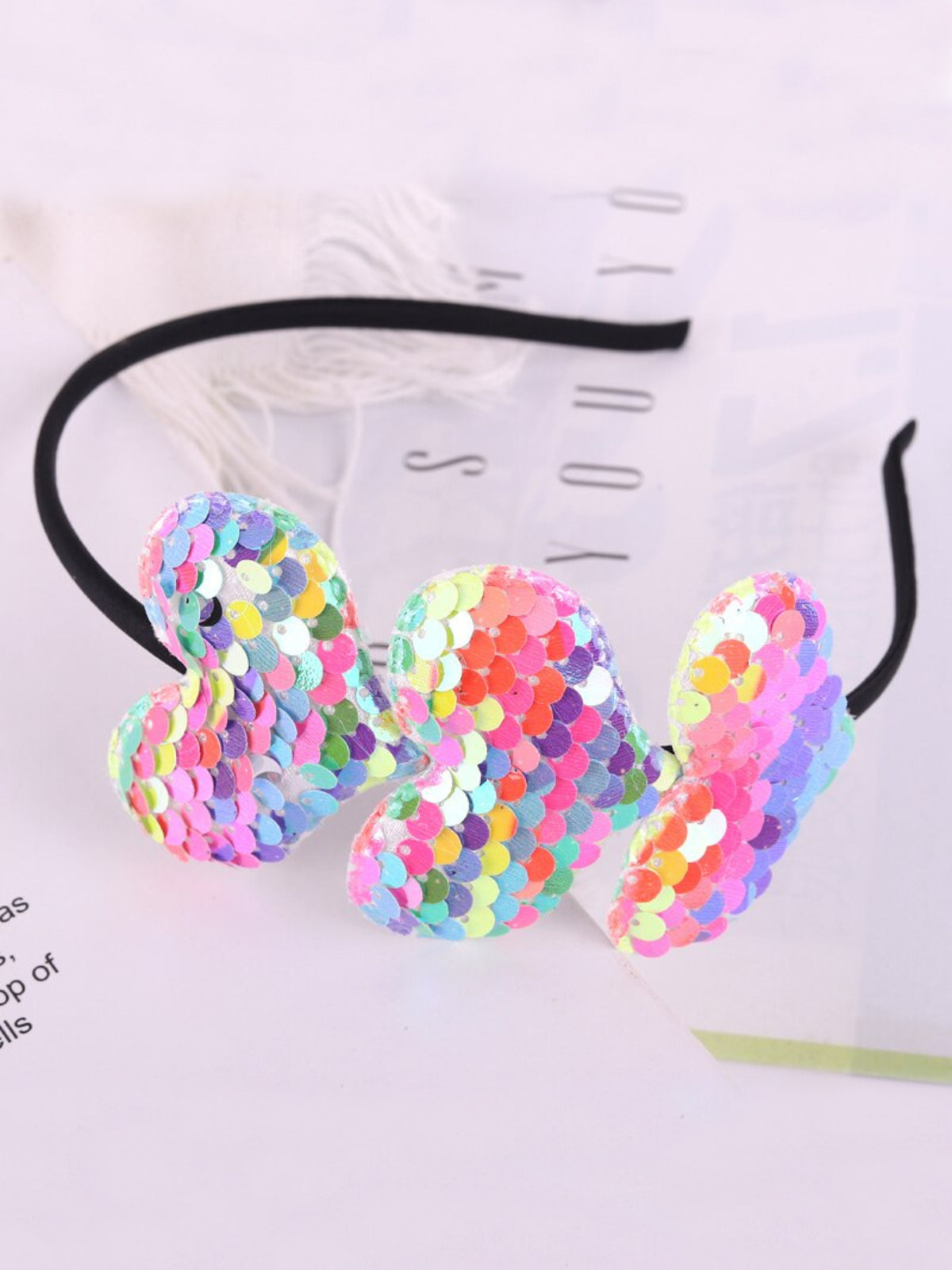 Mia Belle Girls Sequin Hearts Headband | Girls Accessories