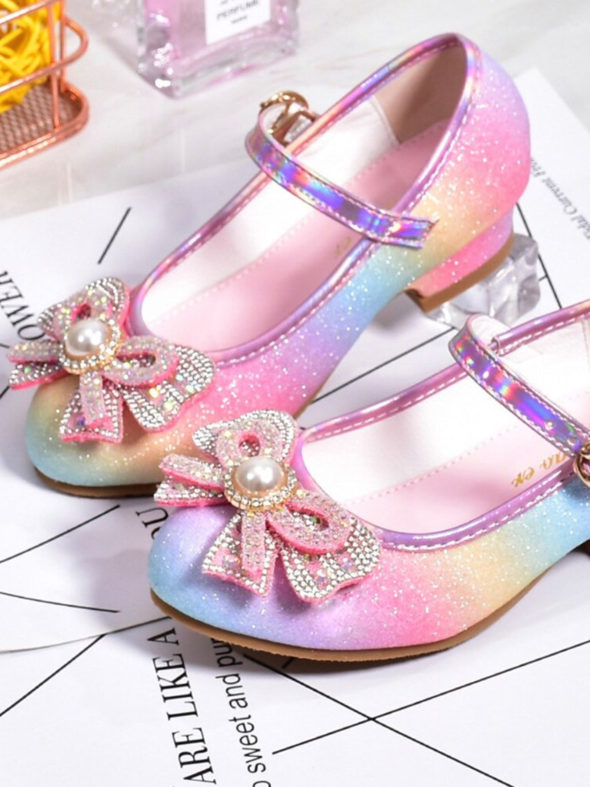 Mia Belle Girls Glitter Rainbow Mary Jane Heels | Shoes By Liv & Mia