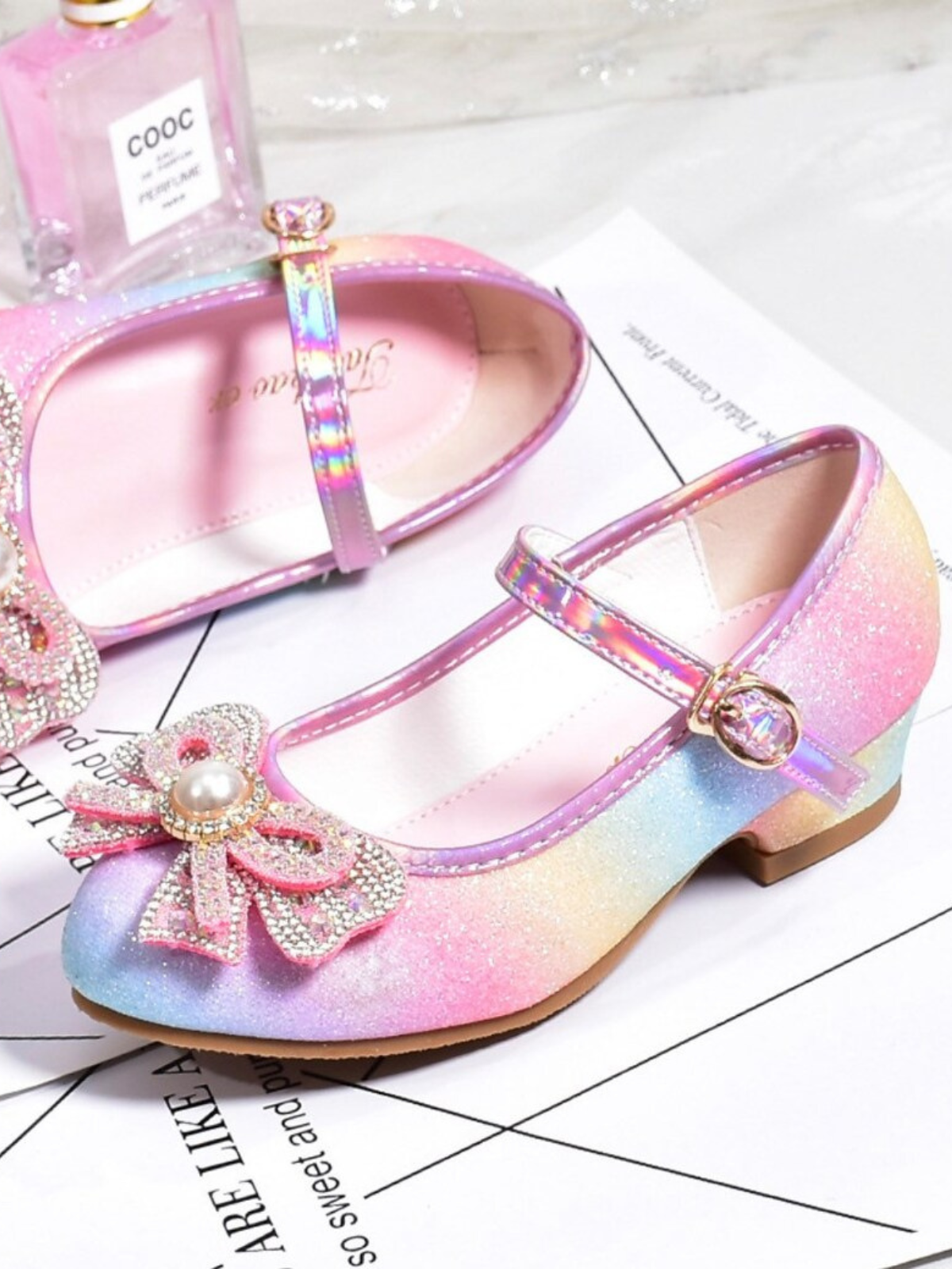 Mia Belle Girls Glitter Rainbow Mary Jane Heels | Shoes By Liv & Mia