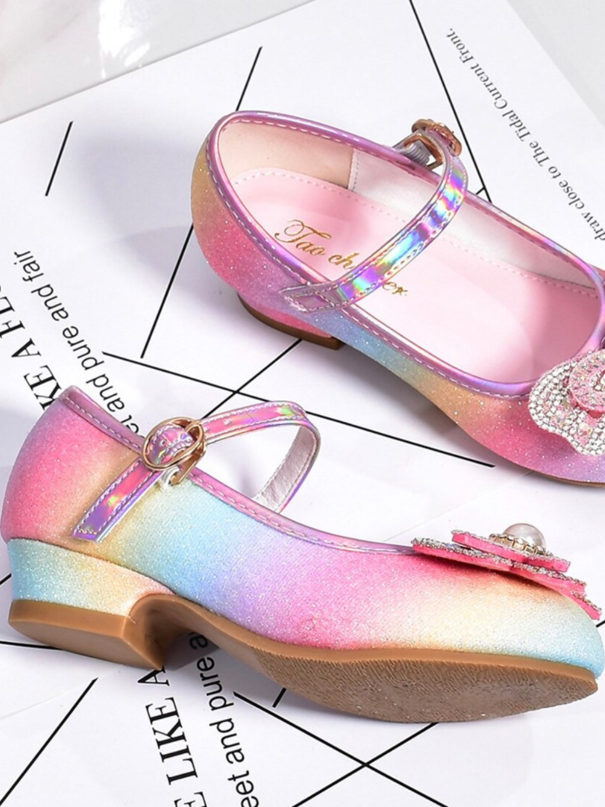 Mia Belle Girls Glitter Rainbow Mary Jane Heels | Shoes By Liv & Mia