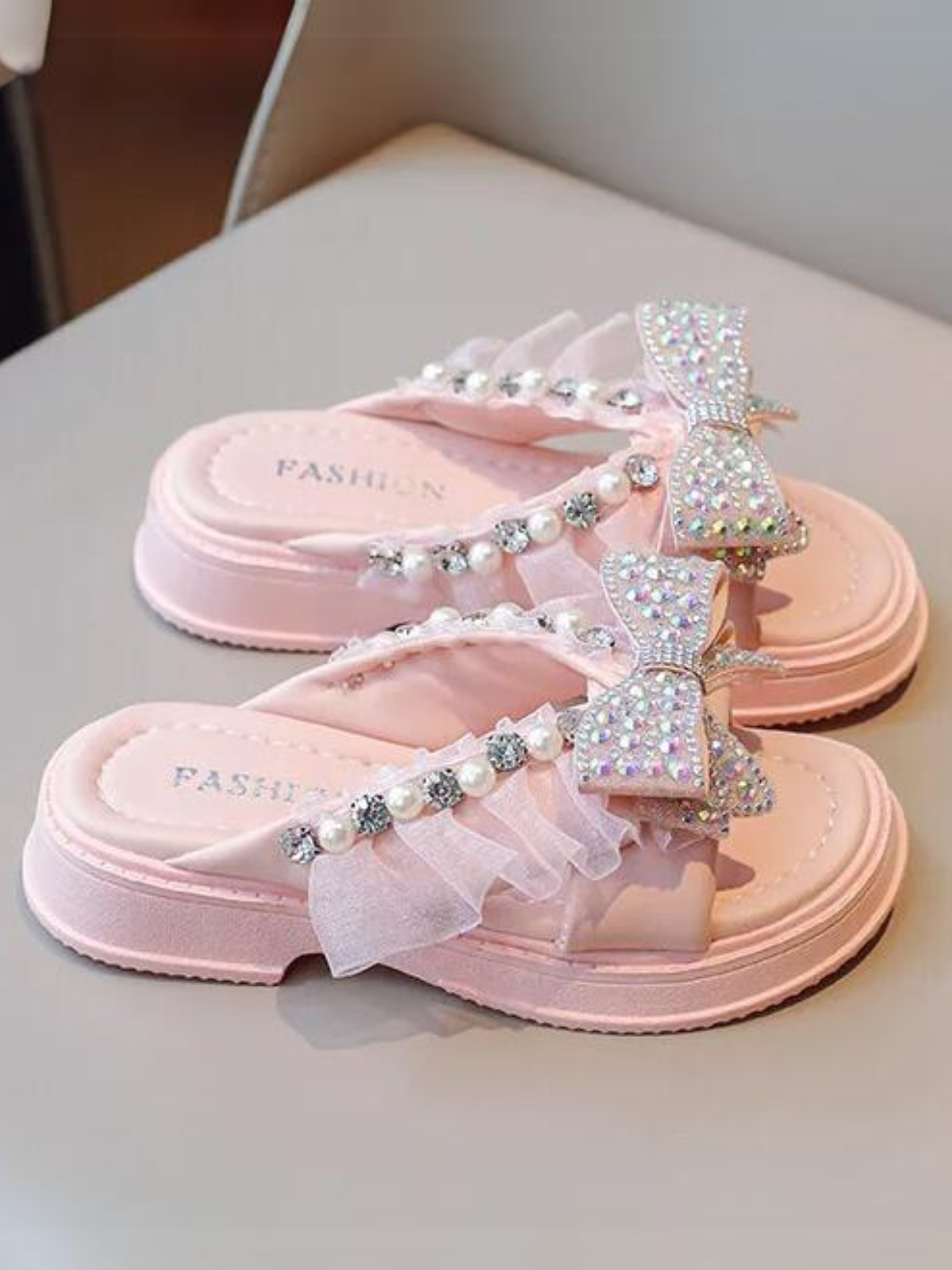 Mia Belle Girls Crystal & Pearl Sandals | Shoes By Liv & Mia